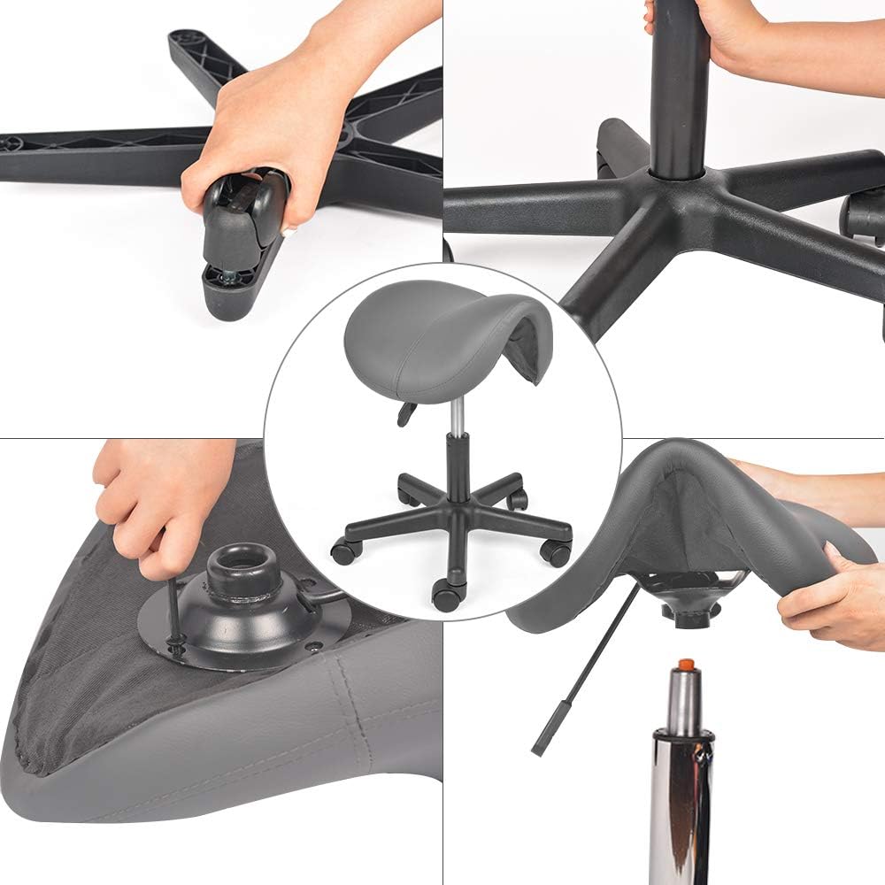 Mingone Sattelhocker Ergonomischer Bürohocker 360° Drehbarer Hocker Arbeitshocker Sattelstuhl Höhenv