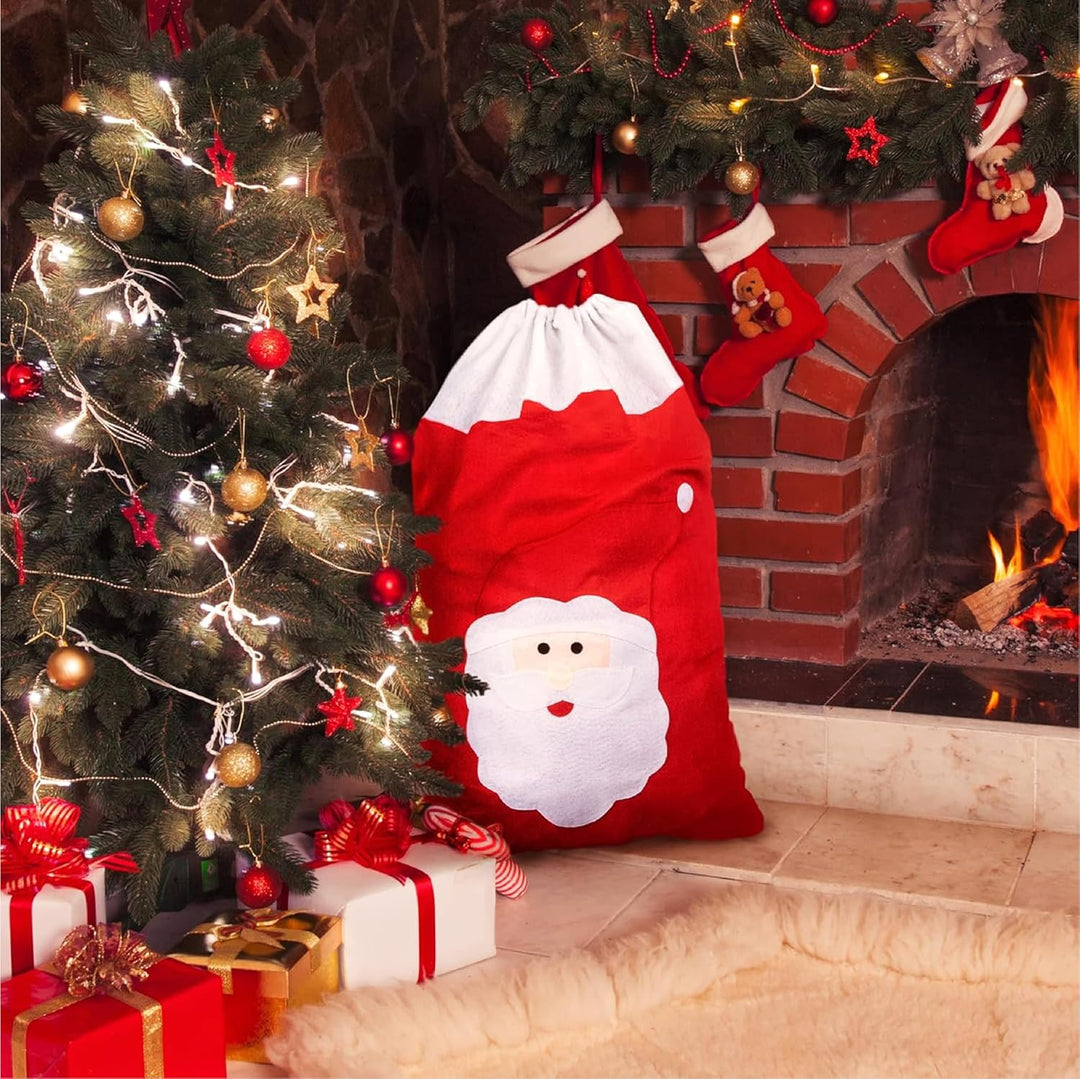 I LOVE FANCY DRESS LTD Weihnachtssack mit Weihnachtsmanngesicht, gross, 90 cm, Rot, 2 Stück