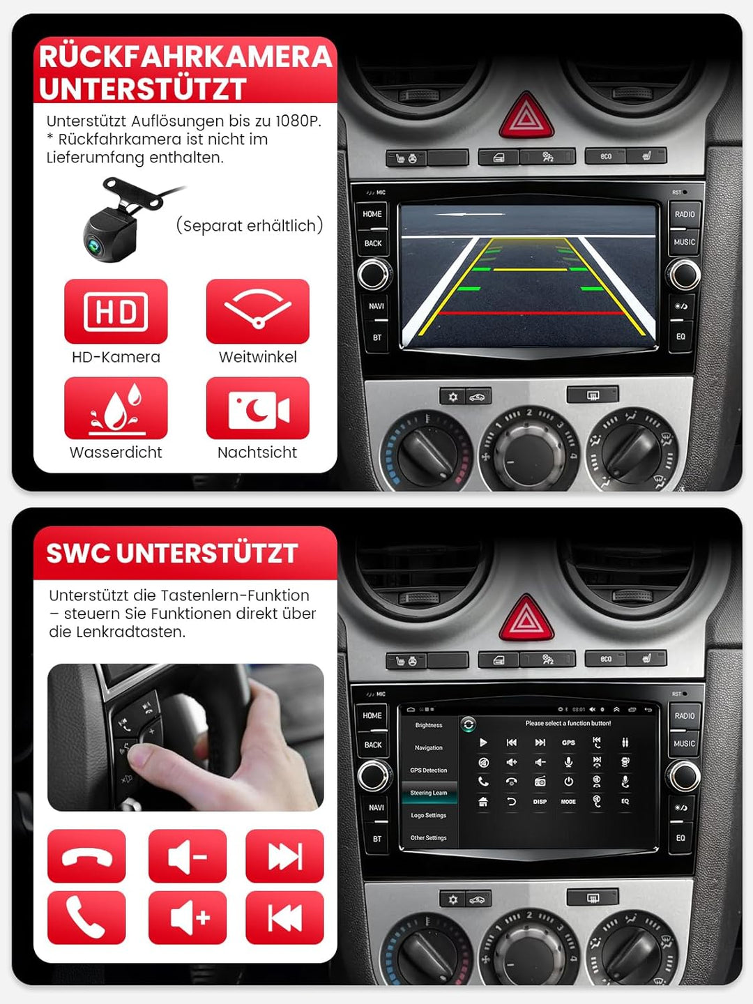 Doppel DIN Autoradio mit Bildschirm für Opel and Vauxhall Corsa C/D Astra Zafira, Wireless CarPlay &amp;