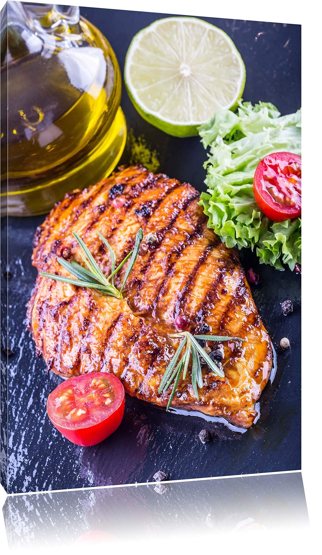 Grillmeister Steak Format: 100x70 auf Leinwand, XXL riesige Bilder fertig gerahmt mit Keilrahmen, Ku