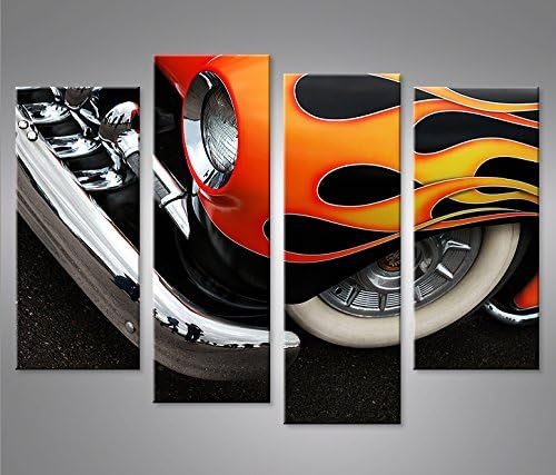 islandburner Bild Bilder auf Leinwand Hot Rod US Cars 4er XXL Poster Leinwandbild Wandbild Dekoartik