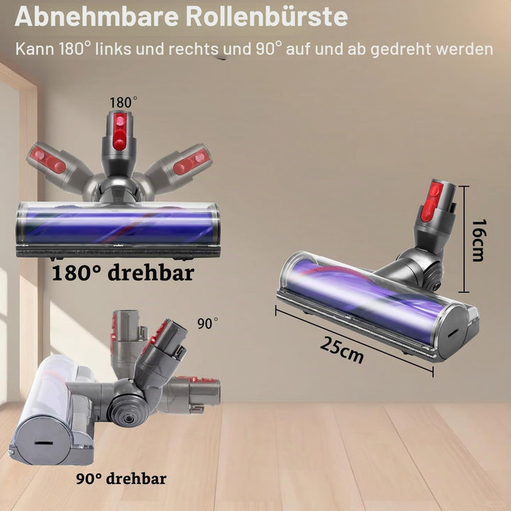 Elektrische Bürste kompatibel für Dyson V7 V8 V10 V11 V15, Betriebene Ersatzteile Bodendüsen mit Dir