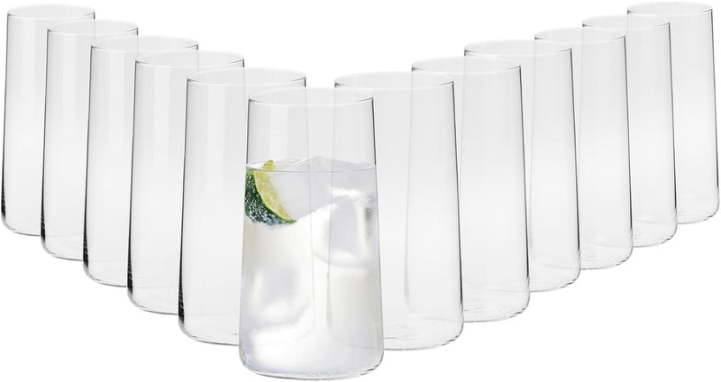 KROSNO Wassergläser Longdrinkgläser Trinkgläser | Set von 12 | 540 ML | Avant-Garde Kollektion | Per