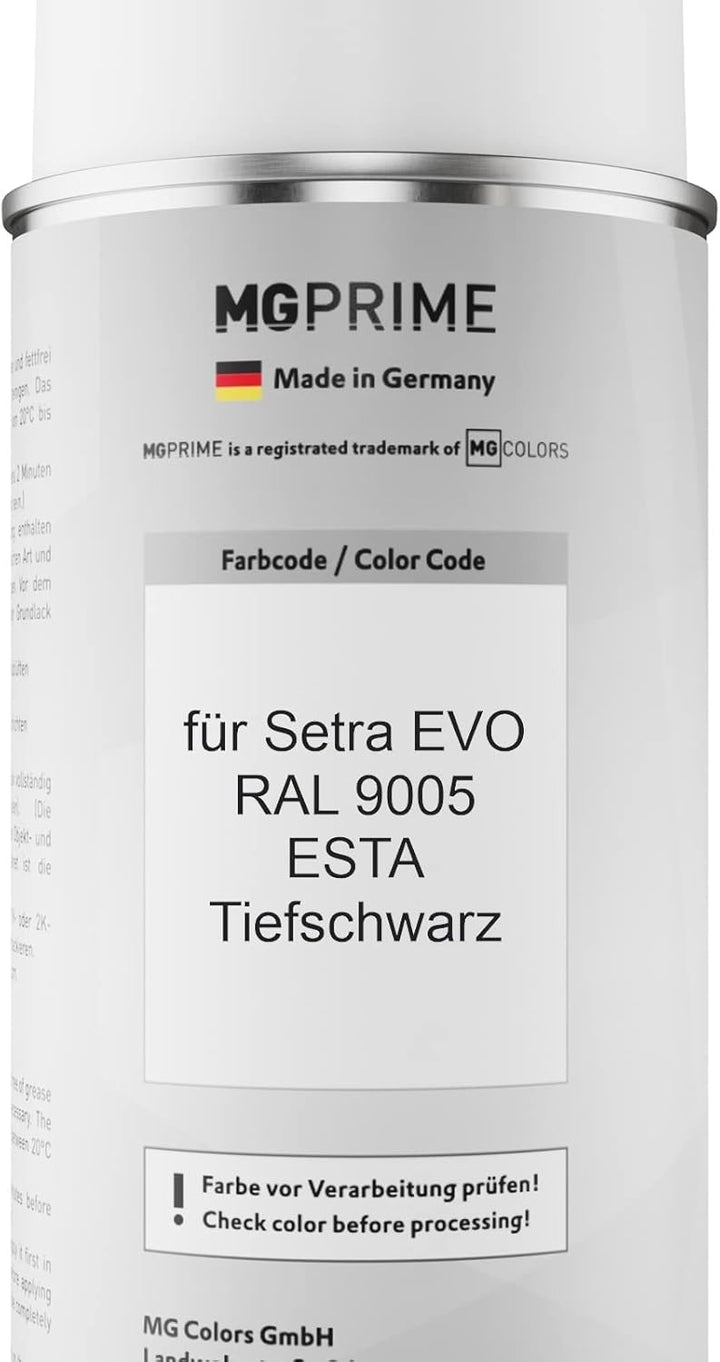 MG PRIME Autolack 2K Spraydosen Set für Setra EVO RAL 9005 ESTA Tiefschwarz Basislack 2 Komponenten