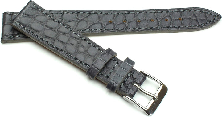 18mm Echt Alligator Klassik handgemacht in Deutschland Uhrenarmband Grau