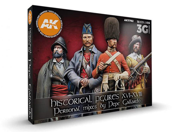 AK Acrylics 3Gen AK11762 HYSTORICAL FIGURES S. XVI-XVIII BY PEPE GALLARDO (18x17ml)