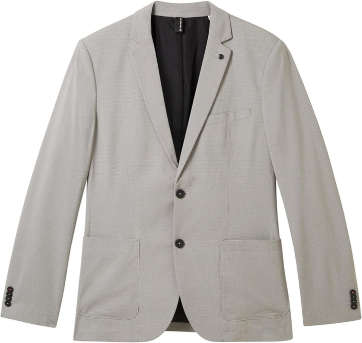 TOM TAILOR Herren Jersey Piqué Sakko mit Stretch 44 35224 - Light Grey White Houndstooth, 44 35224 -