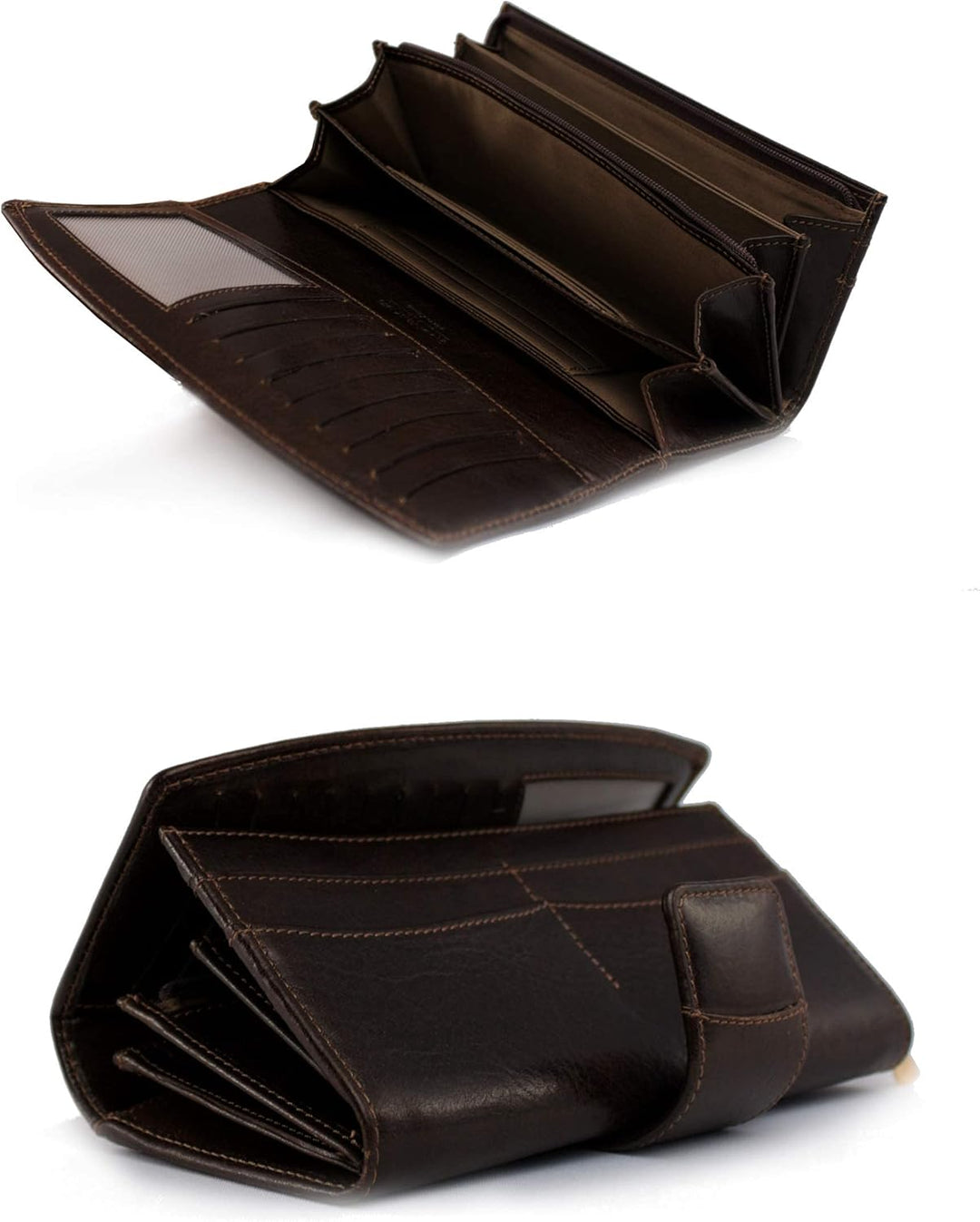 GIUDI ® Geldbörse Damen Leder Dunkelbraun Dark Chocolate Clutch Abendtasche Gross Mit Vielen Fächern