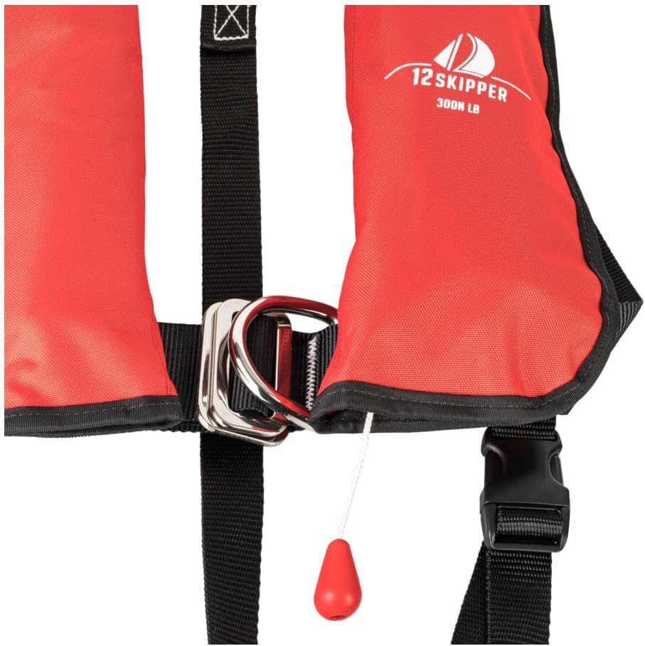 12skipper Automatik Rettungsweste ISO 300N mit Harness, Schwimmweste rot, rot