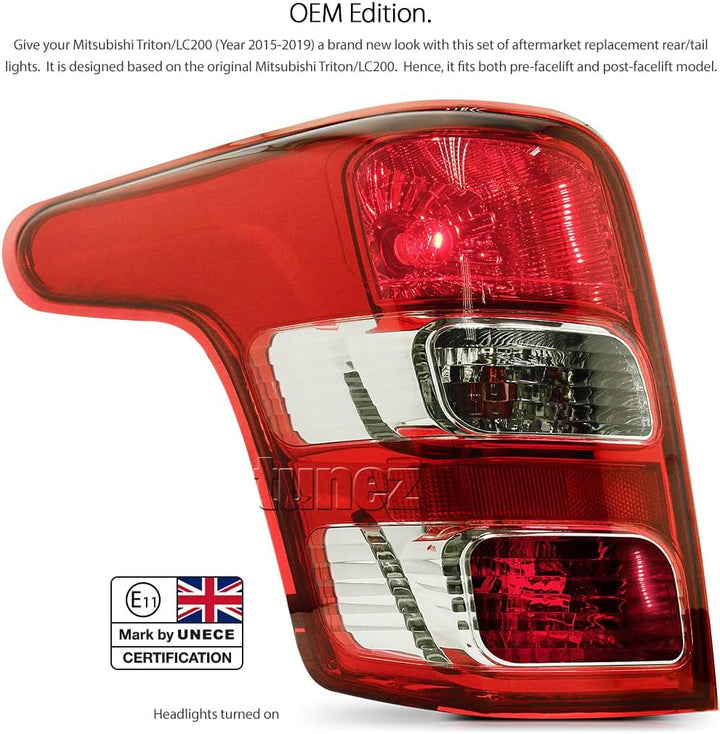 tunez® Rücklicht Lampe kompatibel mit Mitsubishi L200 / Triton MQ Chassis Jahr 2015-2019 Barbarian W