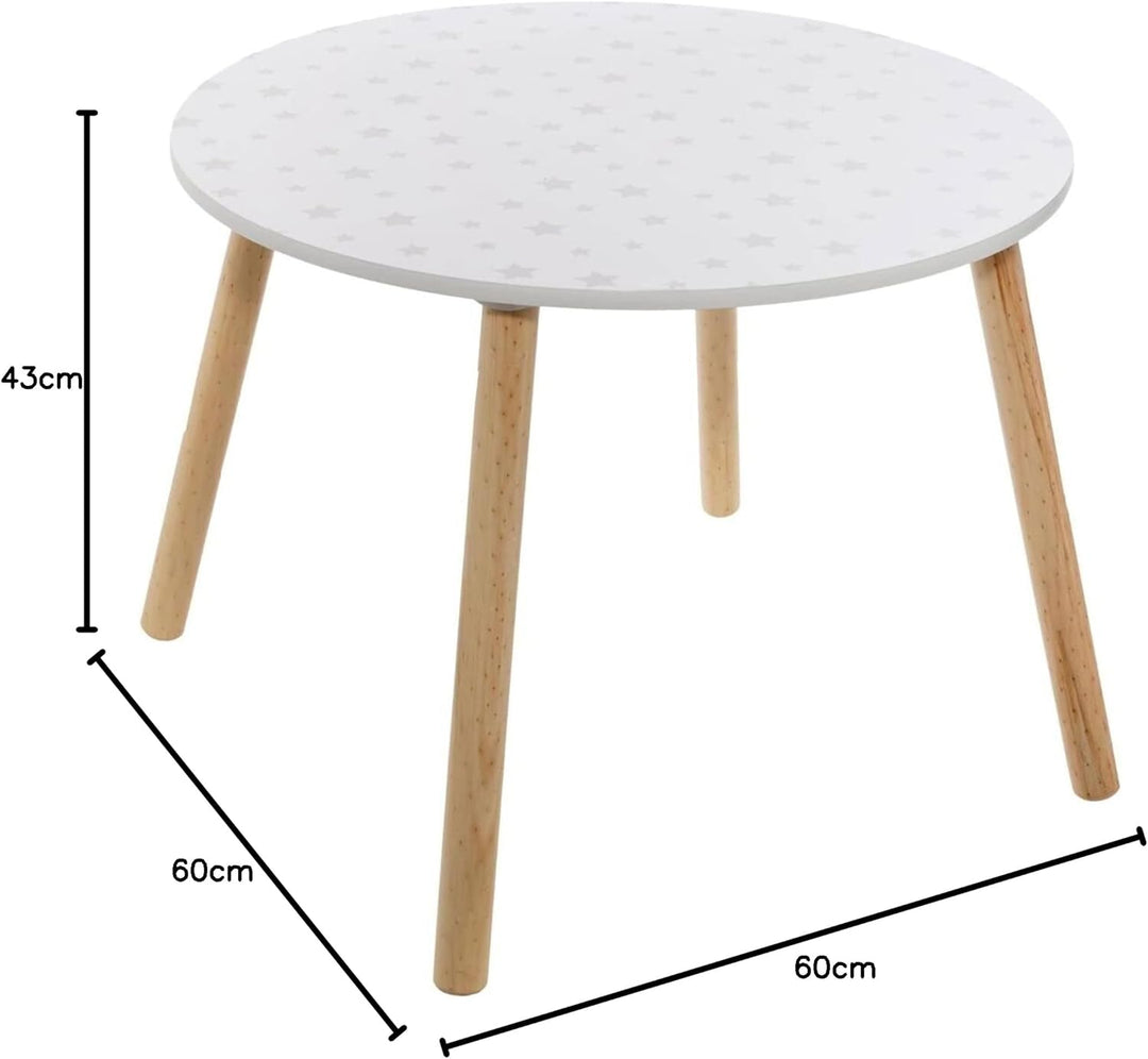 Atmosphera Kids ATM-127152D Kindertisch, weich, Sterne, Weiss, Holz, 60x42.5 cm (Lot de 1)