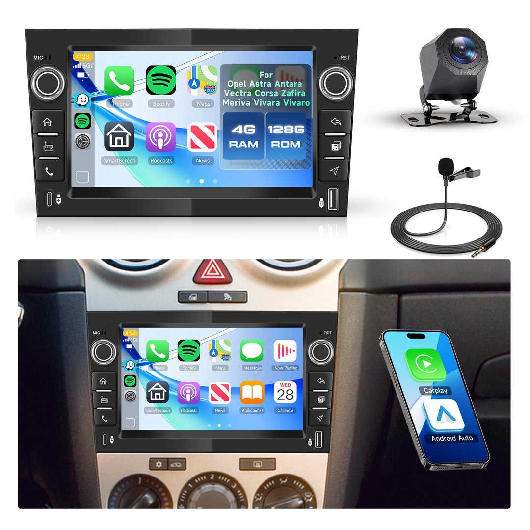 Rimoody 4G+128G Android Autoradio für Opel Astra Antara Vectra Corsa Zafira Meriva Vivara Vivaro, 7