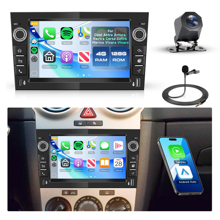 Rimoody 4G+128G Android Autoradio für Opel Astra Antara Vectra Corsa Zafira Meriva Vivara Vivaro, 7
