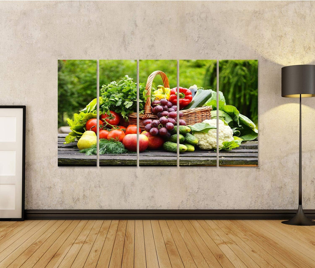 islandburner Bild auf Leinwand Frisches Bio Gemüse Im Weidenkorb Küchenbild Bilder Wandbilder Poster