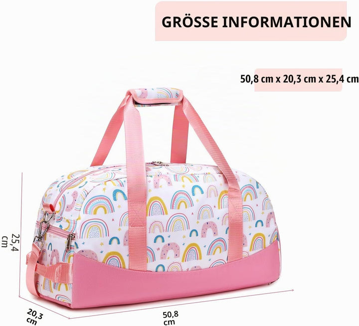 Lmwzh Kinder Sporttasche Reisetasche mitSchuhfach Turnbeutel wasserdichte Schwimmtasche(Regenbogenfa