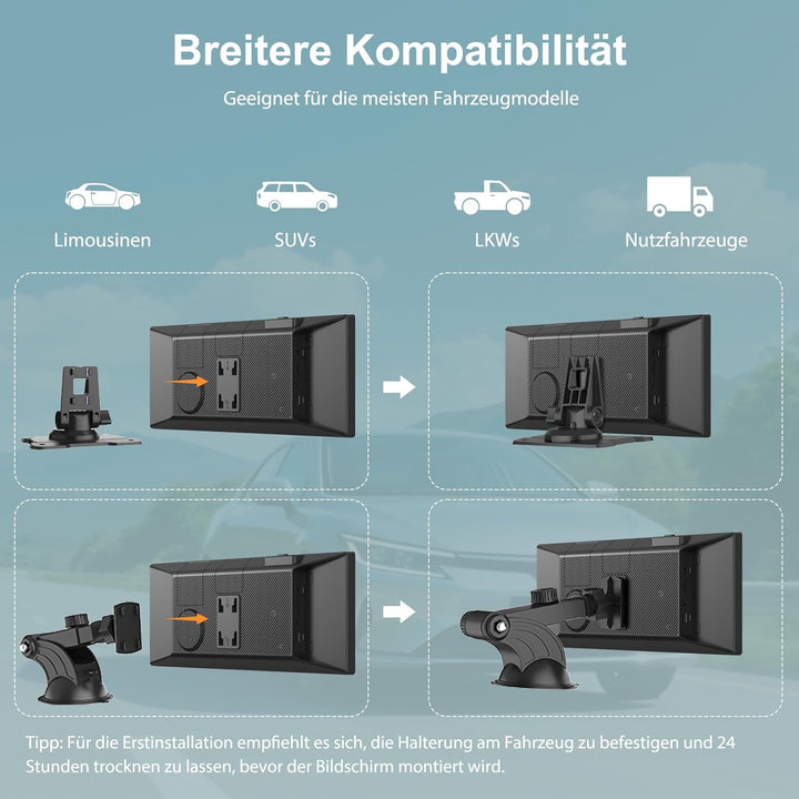 Carpuride W125P Carplay Bildschirm mit Net-Flix YouTube, Kabellos Carplay & Android Auto, 11,26" HD