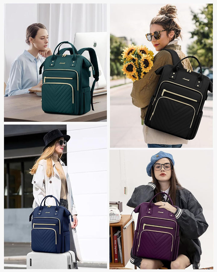 LOVEVOOK Rucksack Damen 15,6 Zoll, Wasserdicht Schulrucksack Mädchen mit Laptopfach, Elegant Arbeits
