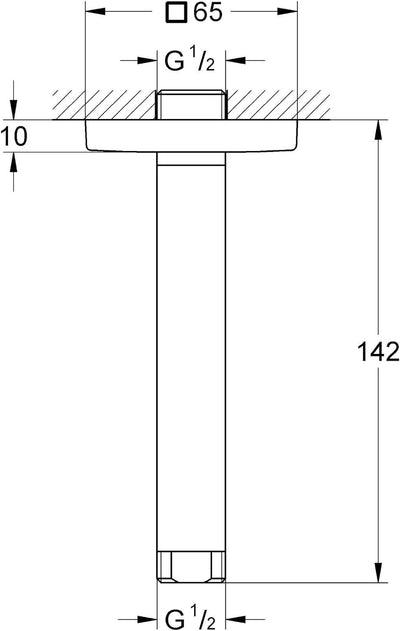 GROHE Rainshower Deckenauslass mit eckiger Rosette, 142 mm 27485000, Silber