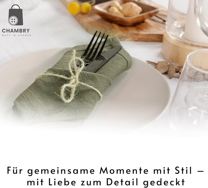 chambry 6 Premium Stoffservietten 100% Leinen Stonewashed - 40cm x 40cm - inkl. Faltanleitung als E-