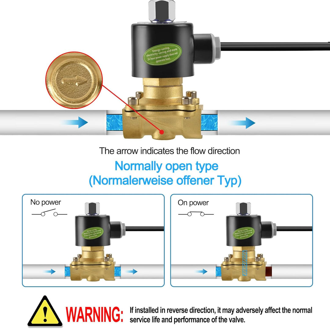 Heschen Messing Elektrisches Magnetventil, 2W-160-15KJ, PT1/2'', DC12V, Direct Action Wasser Air, No