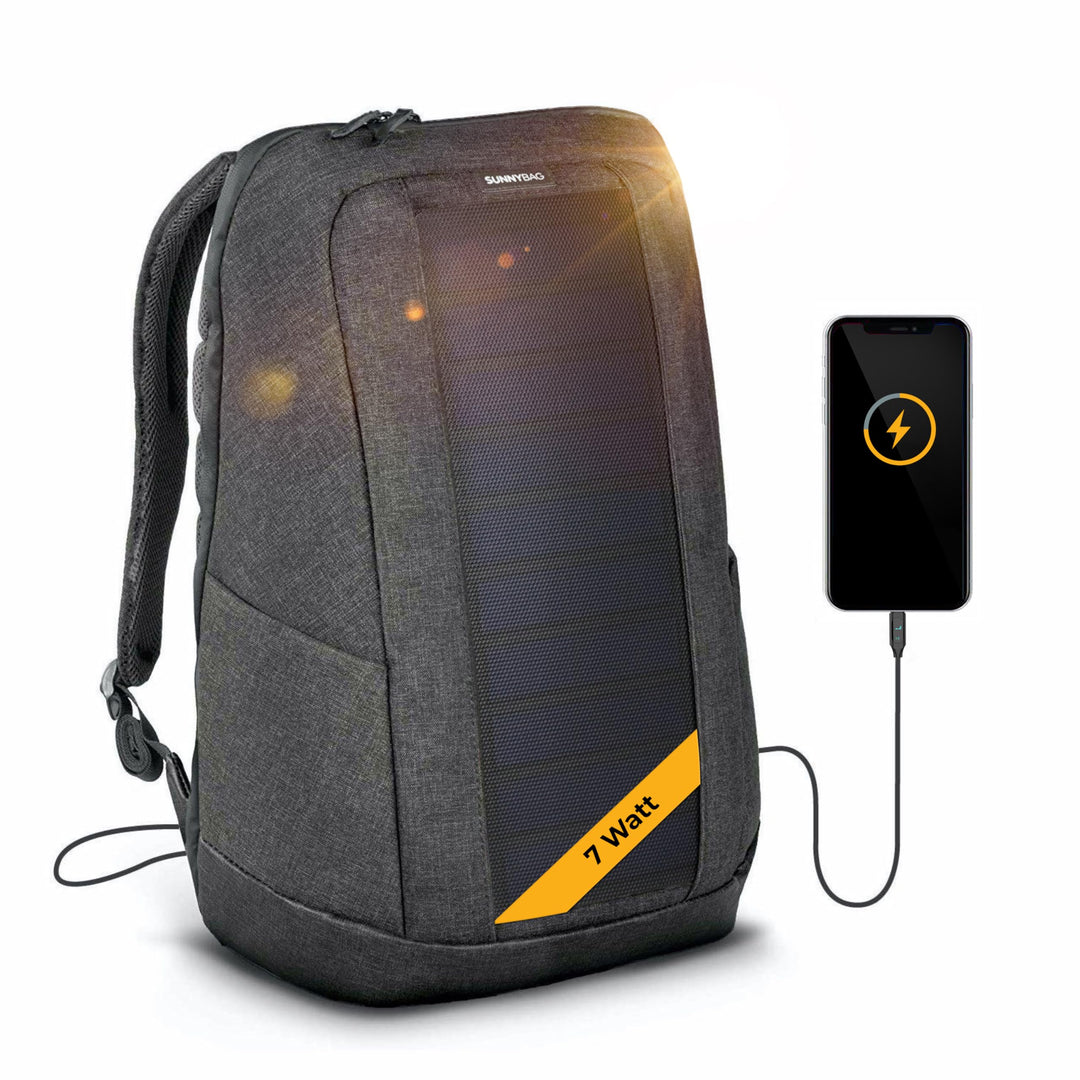 SUNNYBAG Iconic Solar-Rucksack mit integriertem 7 Watt Solar-Panel | USB-Anschluss | Wireless-Chargi