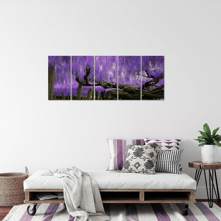 Runa Art Bild Wald Landschaft Wandbilder auf Vlies Leinwand 5 Teilig Wanddekoration Schlafzimmer Woh