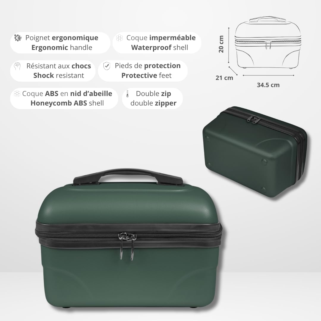 Kinston Kosmetiktasche für Reisen, Kosmetiktasche, grosses Fassungsvermögen Grün (Vert Anglais) gros