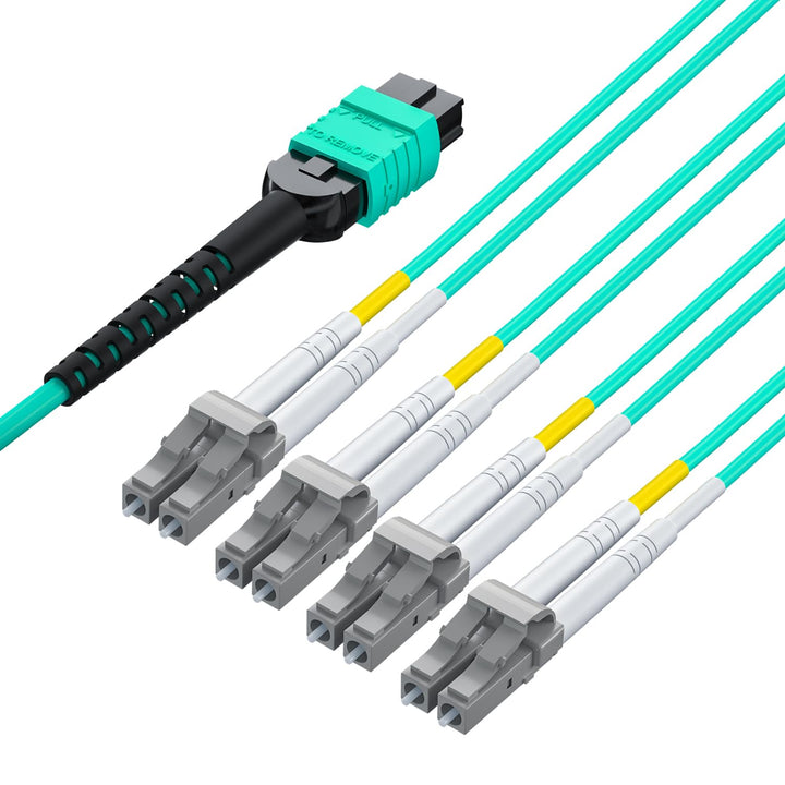 10Gtek Fiber Optic Cable Patch Cord - MPO to 8X LC Fanout Fiber Jumper Cable, OM3 MMF 8-core Fiber,