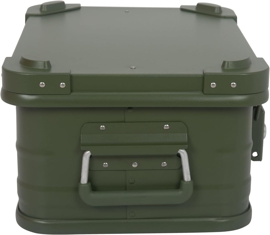 Alubox Alukiste abschliessbar E18G OLIVGRÜN - Premium Lagerbox 18 Liter - Materialstärke 1mm - Decke