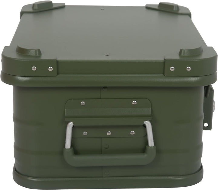 Alubox Alukiste abschliessbar E18G OLIVGRÜN - Premium Lagerbox 18 Liter - Materialstärke 1mm - Decke