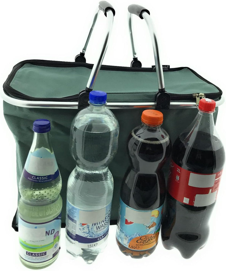 XXL Kühltasche Thermo Einkaufskorb Picknick Kühlbox Campingtasche faltbar stabil Rot Schwarz Grün, G