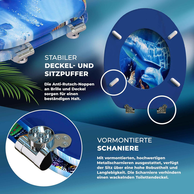 CASARIA® WC Sitz Doppelte Absenkautomatik MDF Holzkern hygienisch Rostfreie Scharniere 175kg Bad Toi
