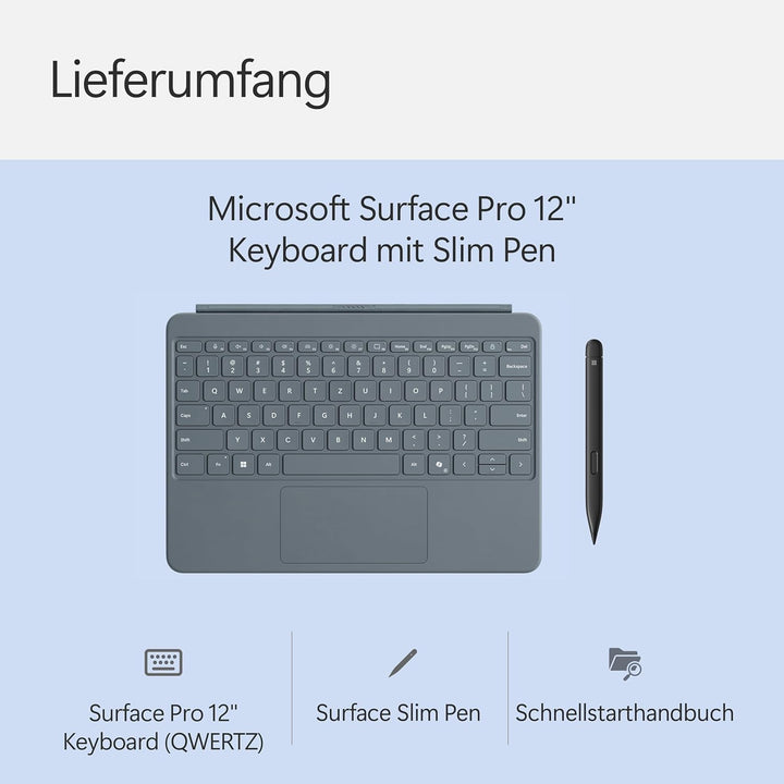 Microsoft Surface Pro 12" Keyboard mit Slim Pen | kompatibel mit Surface Pro 12" | QWERTZ | Ozean Ke