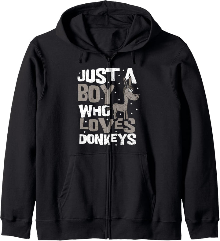 Cute Junge: Just A Boy Who Loves Donkeys - Esel Kapuzenjacke