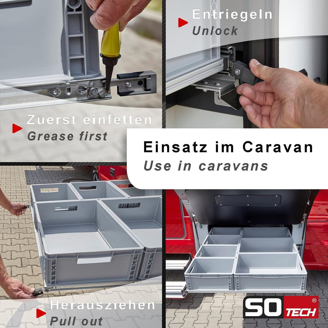 1 Paar SOTECH Schwerlastauszüge VarioSlide KV2-100-H53-L900-EH 900 mm mit Lock-in/out Einrastfunktio