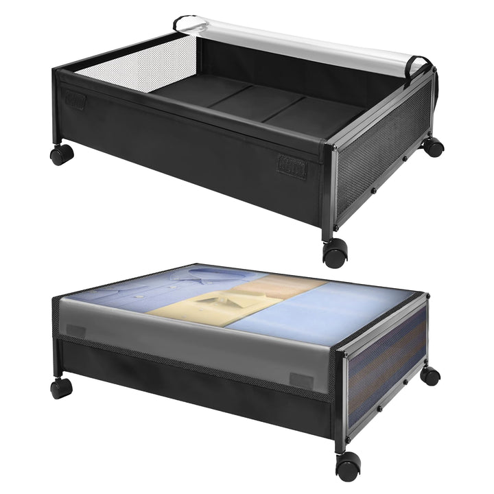 SPECILITE Unterbett-Aufbewahrungsbehälter auf Rädern, 2 Pack Rollende Unterbett-Metallbehälter mit D