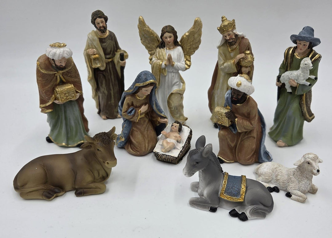 Krippenfiguren-Set 11teilig 4cm-13cm Weihnachtsdekoration Krippendeko Weihnachten Winter Deko