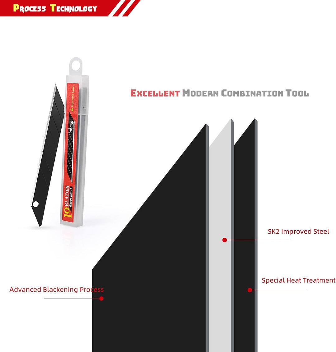 EHDIS Kit Cuttermesser mit Kingen von einem Rostschutz-Ölfilm beschichtet - 3 Stück Cuttermesser 9mm