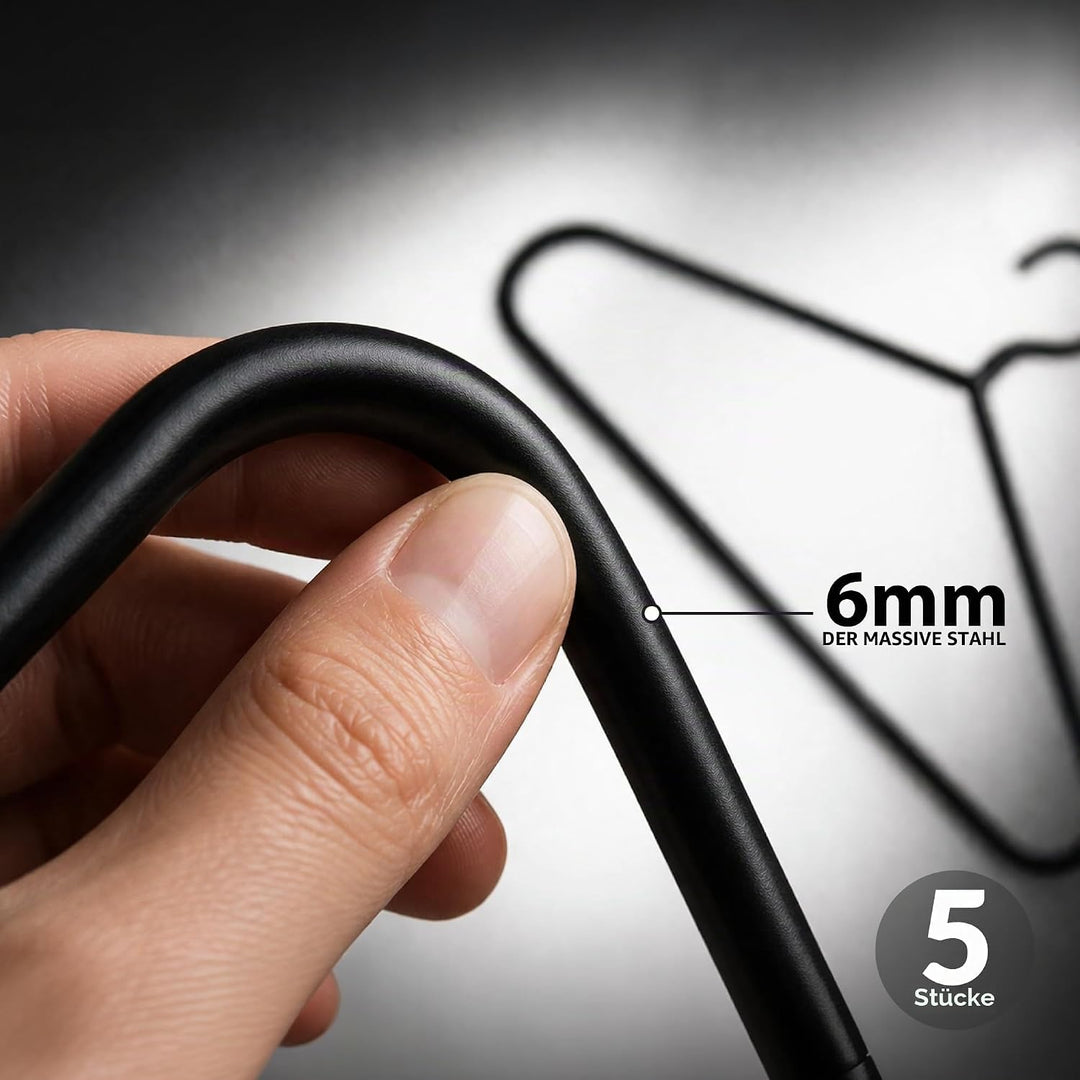 Hangerworld 5 Extra Starke Metall Kleiderbügel 45cm Schwarz Ideal für schwere Kleidung 45 cm, 45 cm