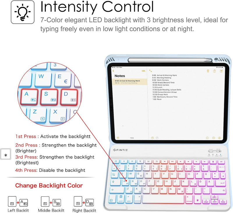 Fintie Tastatur Hülle für iPad Air 5 2022 / iPad Air 4 Hülle mit Tastatur 2020 - Magnetisch Abnehmba