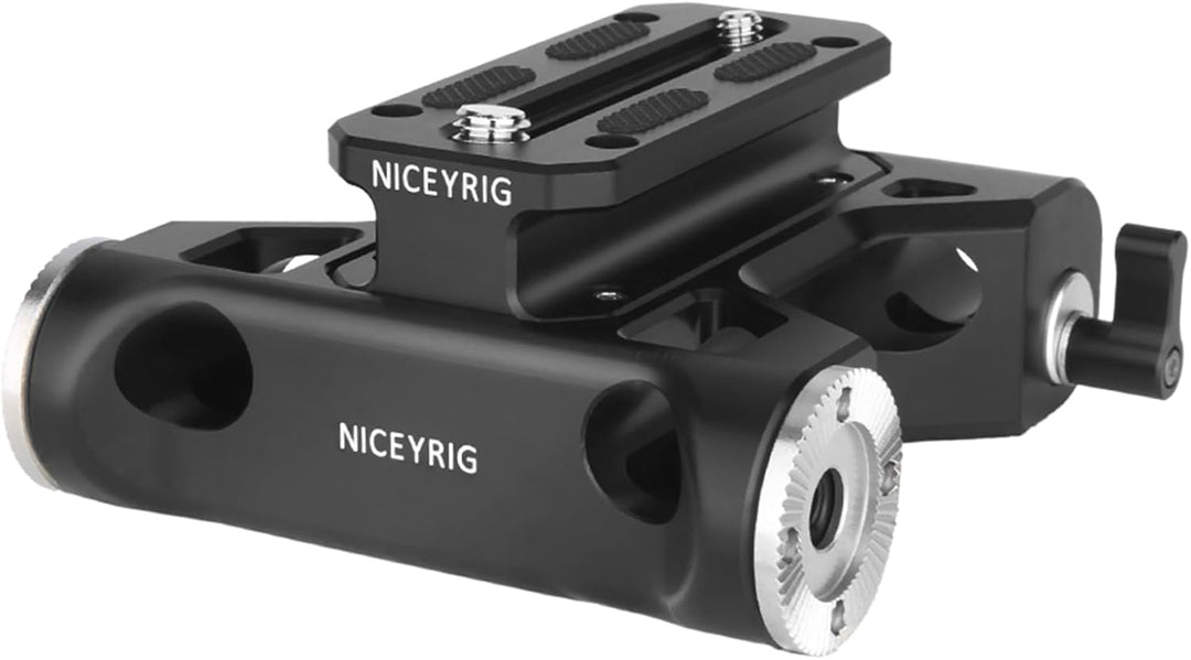 NICEYRIG Riser Grundplatte mit Rosettenhalterung & 15 mm Stabklemme für Canon C100/C300/C500 Sony FS