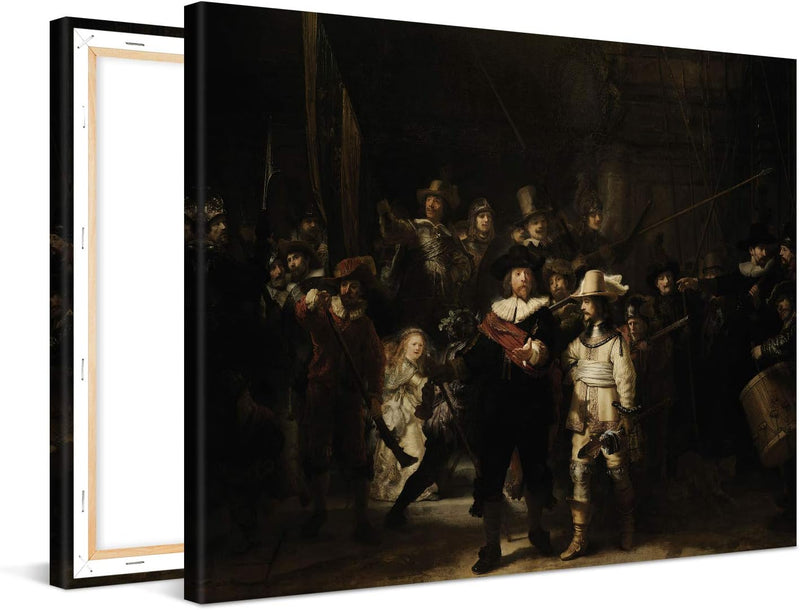 PICANOVA – Rembrandt – The Night Watch 80x60cm – Bild auf Leinwand – Premium Kunstdruck Auf 2cm Holz