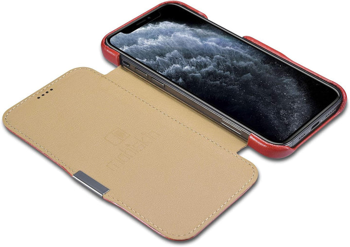 Mobiskin Hülle kompatibel mit Apple iPhone 12 Mini (5,4 Zoll), Handyhülle mit echtem Leder, Case, Sc