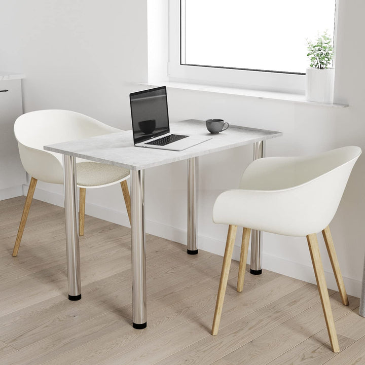 mikon 60x40 | Esszimmertisch - Esstisch - Tisch mit Chrombeinen - Küchentisch - Bürotisch | Beton 60