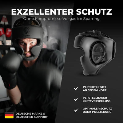FIGHTR® Kopfschutz mit bestem Sitz für maximalen Schutz | Boxhelm für Sparring | Verstellbare Grösse