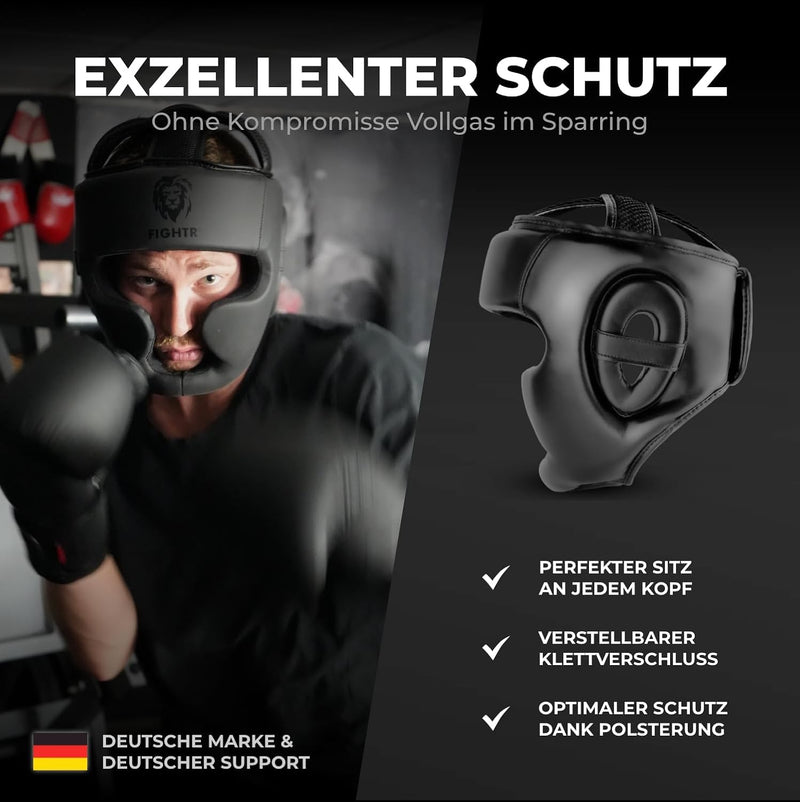 FIGHTR® Kopfschutz mit bestem Sitz für maximalen Schutz | Boxhelm für Sparring | Verstellbare Grösse