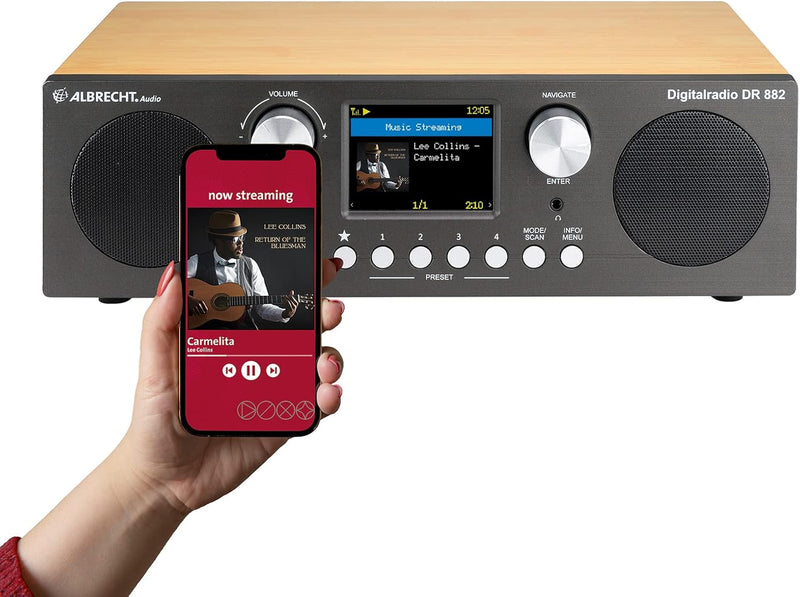 Albrecht DR 882 Digitalradio DAB+/UKW Farbdisplay, 27882, Fernbedienung, Weckfunktion, Stereo Musik