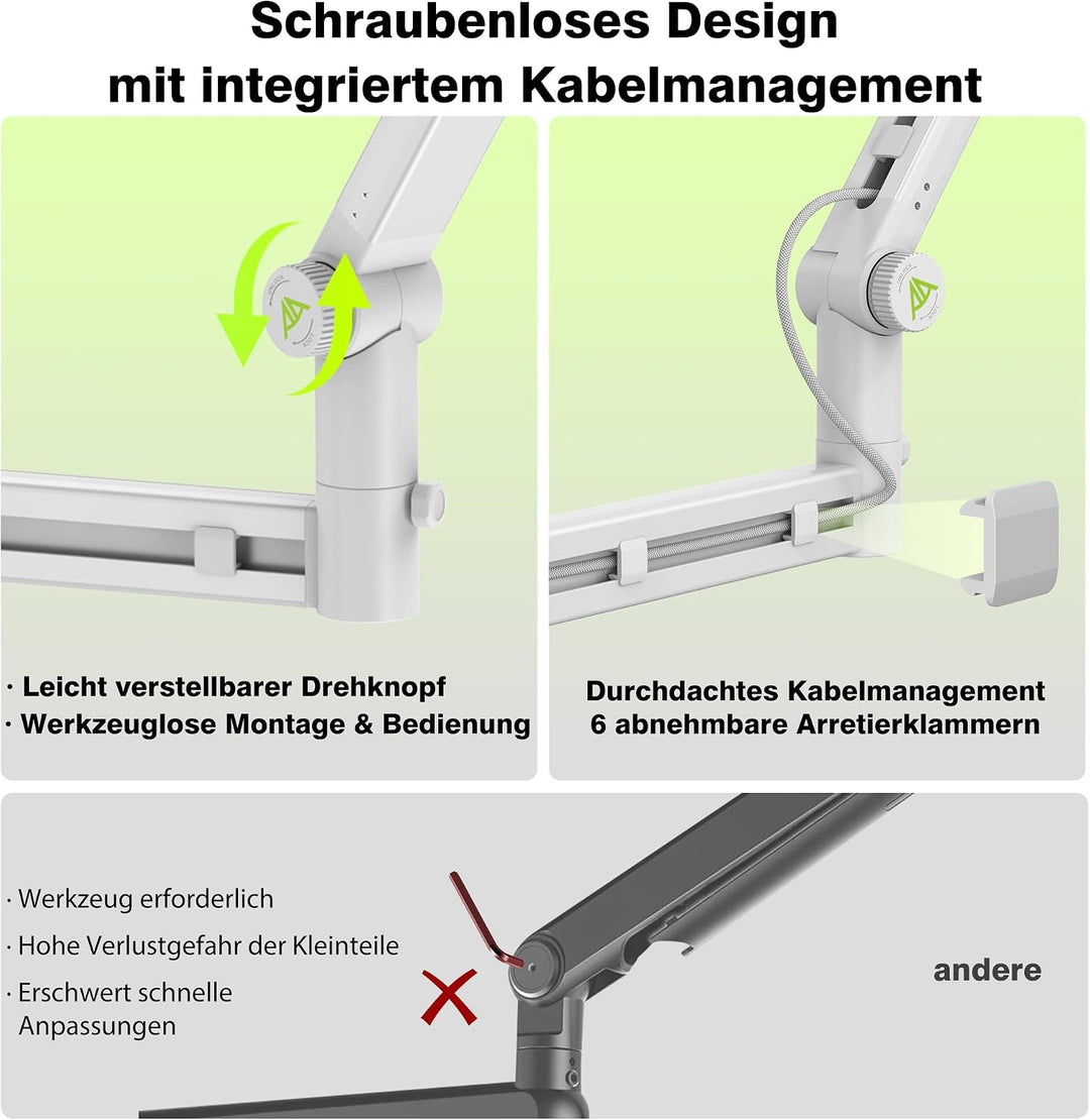 Mikrofon Arm, Low Profile Mikrofonarm [Max. 3 KG Traglast] Kompatibel mit Shure SM7B, MV7+ &amp; Co. Gea