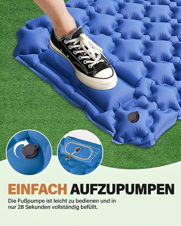Isomatte Camping, Ultraleicht Camping Luftmatratze mit Fusspumpe & Kissen, Kompakte Wasserdicht Aufb