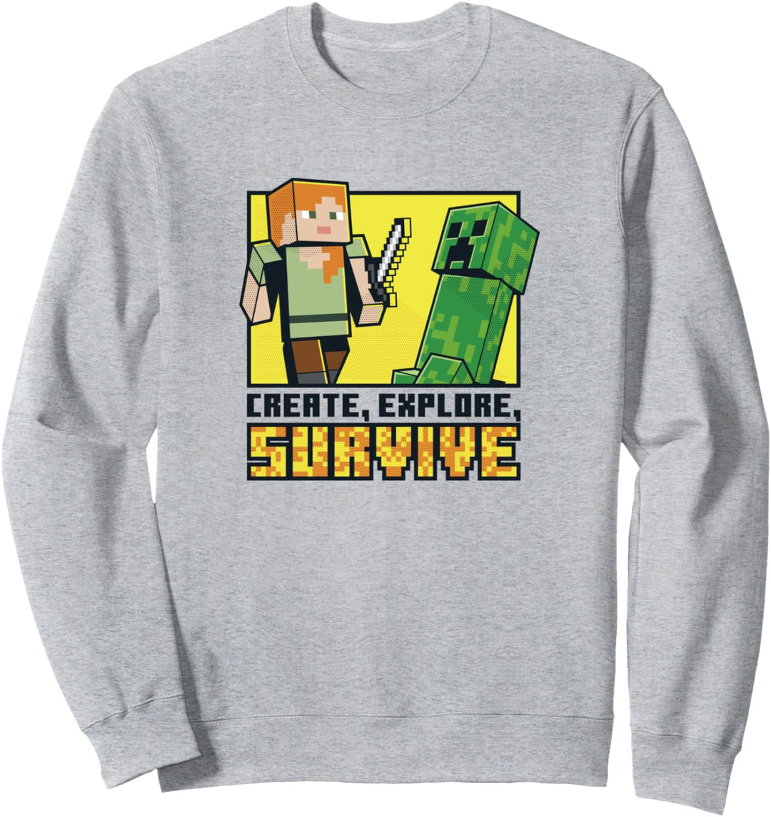 Minecraft Alex & Creeper Erschaffe, erkunde, überlebe Sweatshirt
